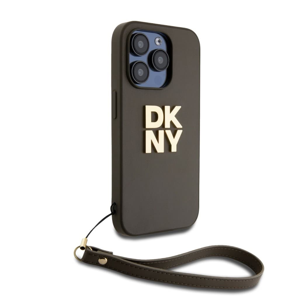 Zadní Kryt DKNY PU Leather Stack Logo Wrist Strap pro iPhone 14 Pro zelený - náhled 2