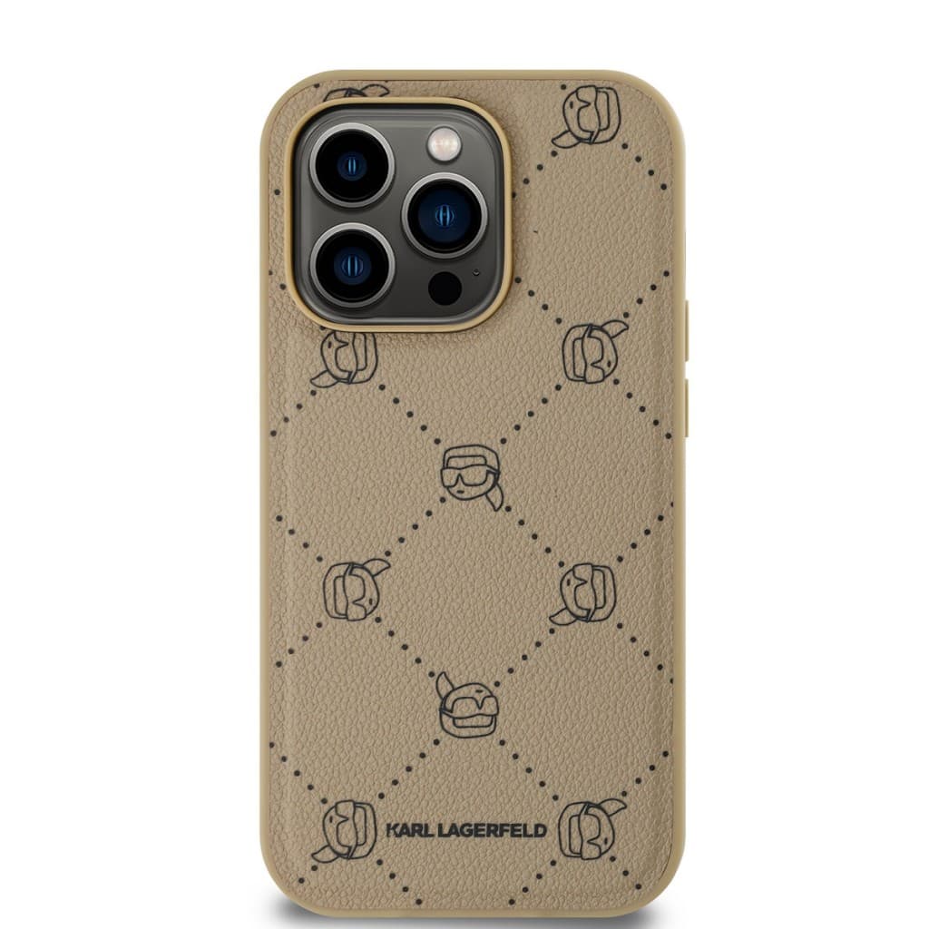 Karl Lagerfeld PU Karl Heads Pattern Magsafe Zadní Kryt pro iPhone 14 Pro Max Beige - náhled 2