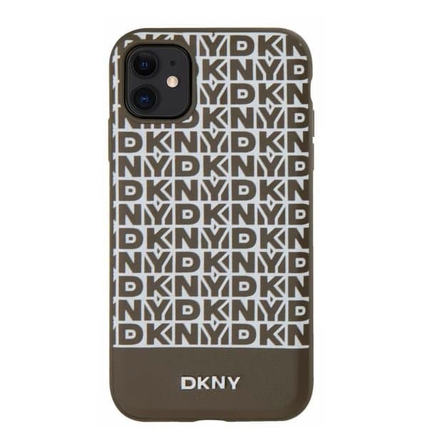 Zadní Kryt DKNY PC/TPU Repeat Pattern Tonal Stripe Magsafe pro iPhone 11 hnědý - náhled 2