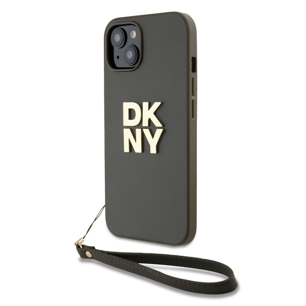 Zadní Kryt DKNY PU Leather Stack Logo Wrist Strap pro iPhone 13 Green - náhled 2