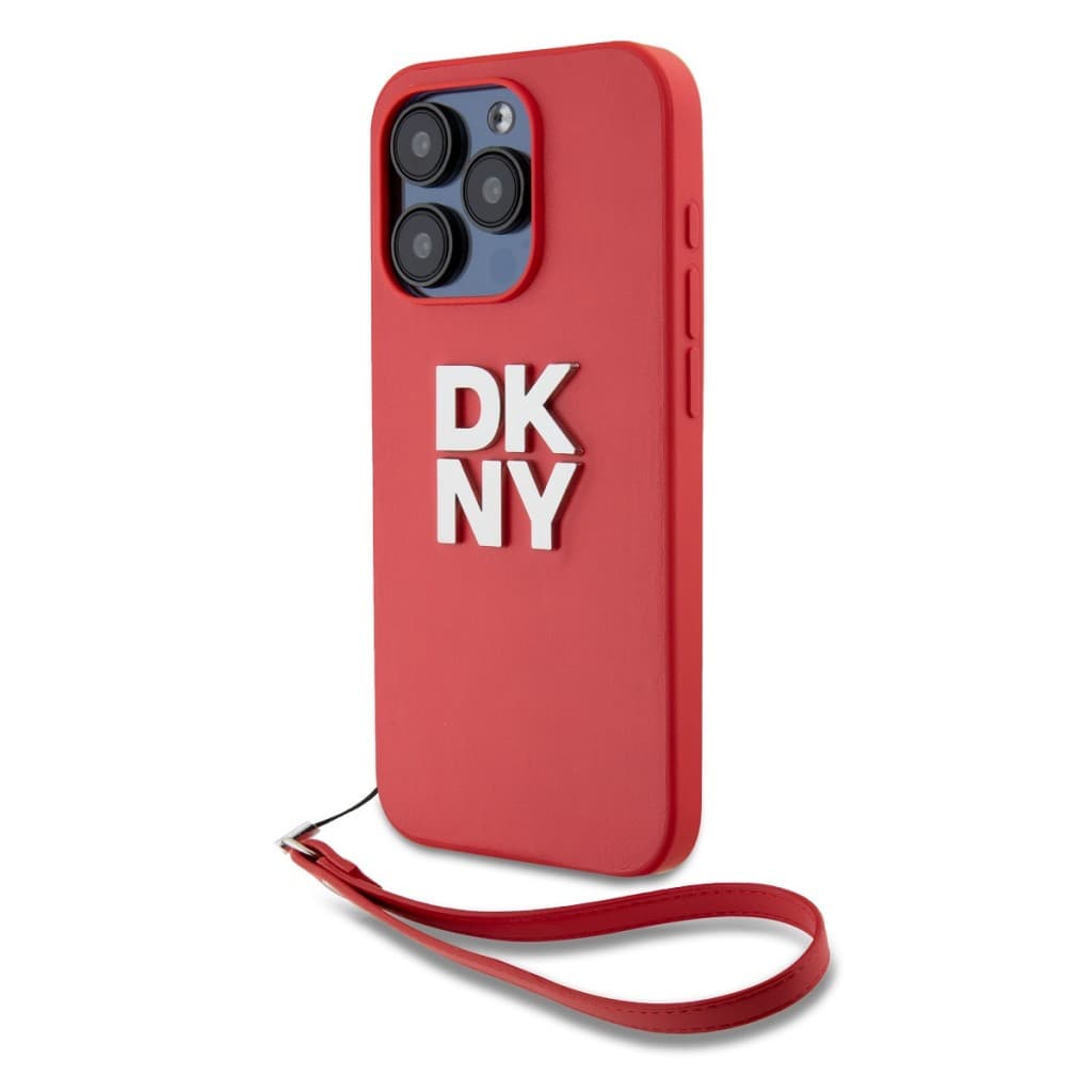Zadní Kryt DKNY PU Leather Stack Logo Wrist Strap na iPhone 15 Pro Max Pink - náhled 2