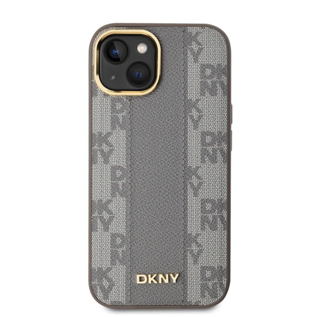 Zadní Kryt DKNY PU Leather Checkered Pattern Magsafe na iPhone 15 Beige - náhled 2