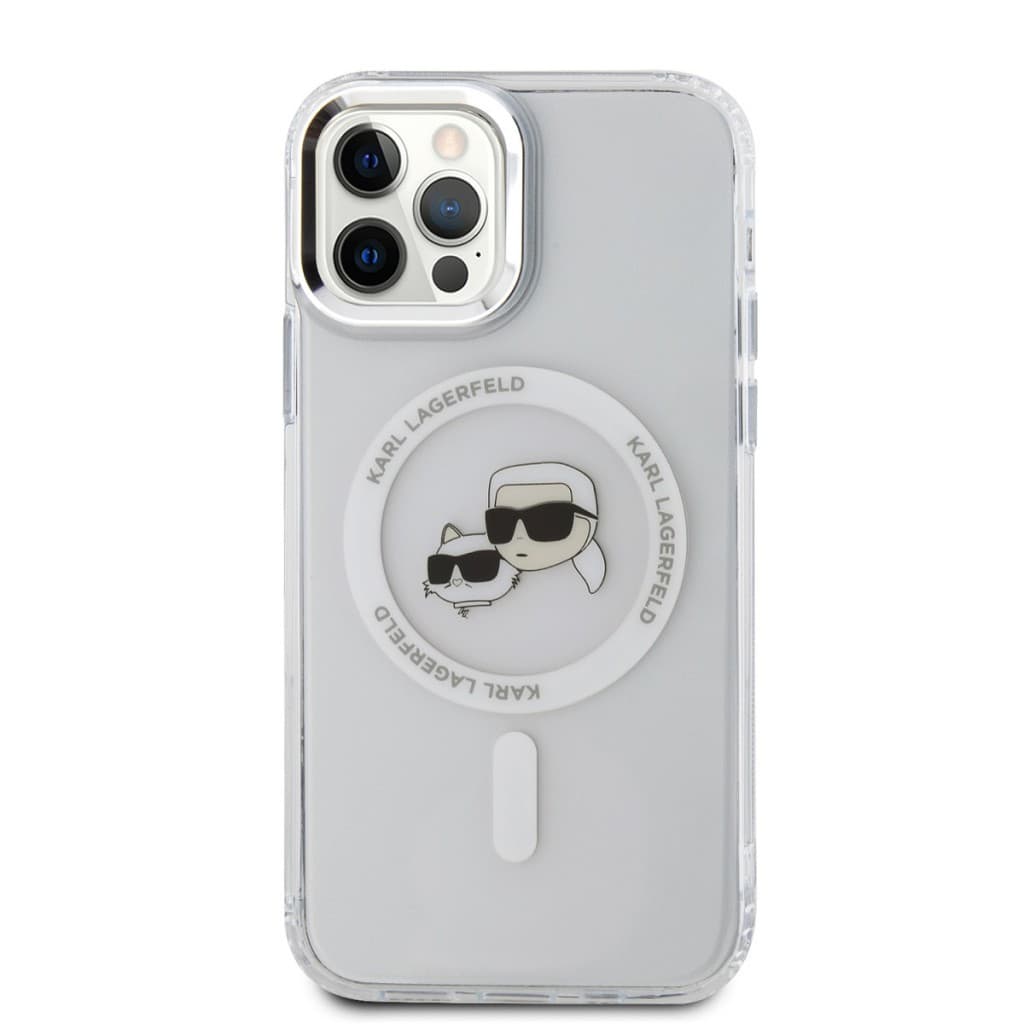 Karl Lagerfeld IML K&amp;CH Heads Metal Frame MagSafe Zadní Kryt pro iPhone 12/12 Pro Transparent - náhled 2