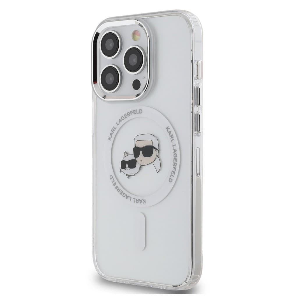 Zadní kryt Karl Lagerfeld IML K&amp;CH Heads Metal Frame MagSafe pro iPhone 15 Pro Transparent - náhled 2