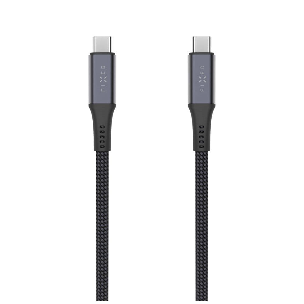 Dlouhý nabíjecí a datový opletený kabel FIXED s konektory USB-C/USB-C, PD 3.1, 2 m, USB4gen2 20Gbps, 4K60Hz, 240W, šedý - náhled 2