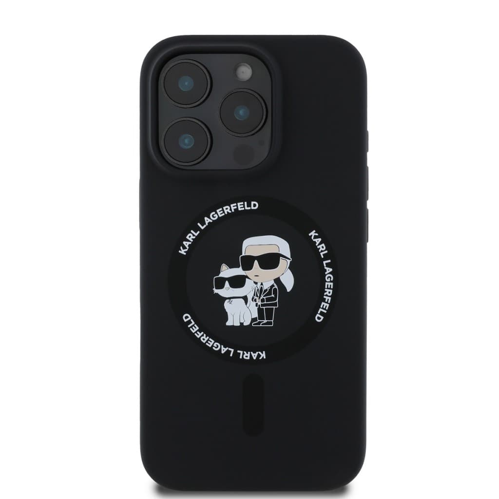 Zadní kryt Karl Lagerfeld Liquid Silicone Karl and Choupette MagSafe pro iPhone 16 Pro Max Black - náhled 2