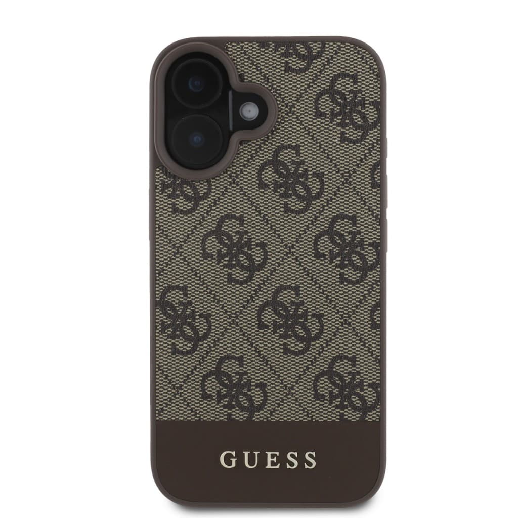 Zadní kryt Guess PU 4G Stripe pro iPhone 16 Brown - náhled 2