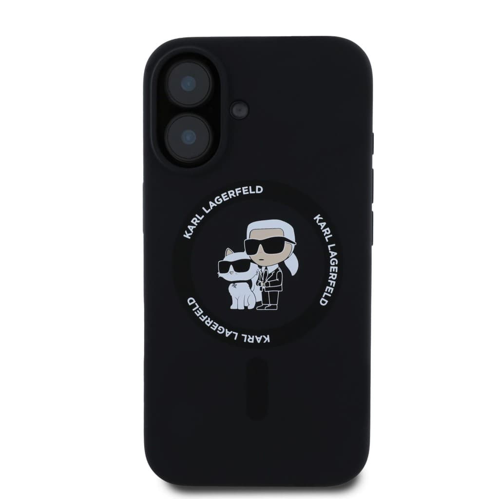 Zadní kryt Karl Lagerfeld Liquid Silicone Karl and Choupette MagSafe pro iPhone 16 Black - náhled 2