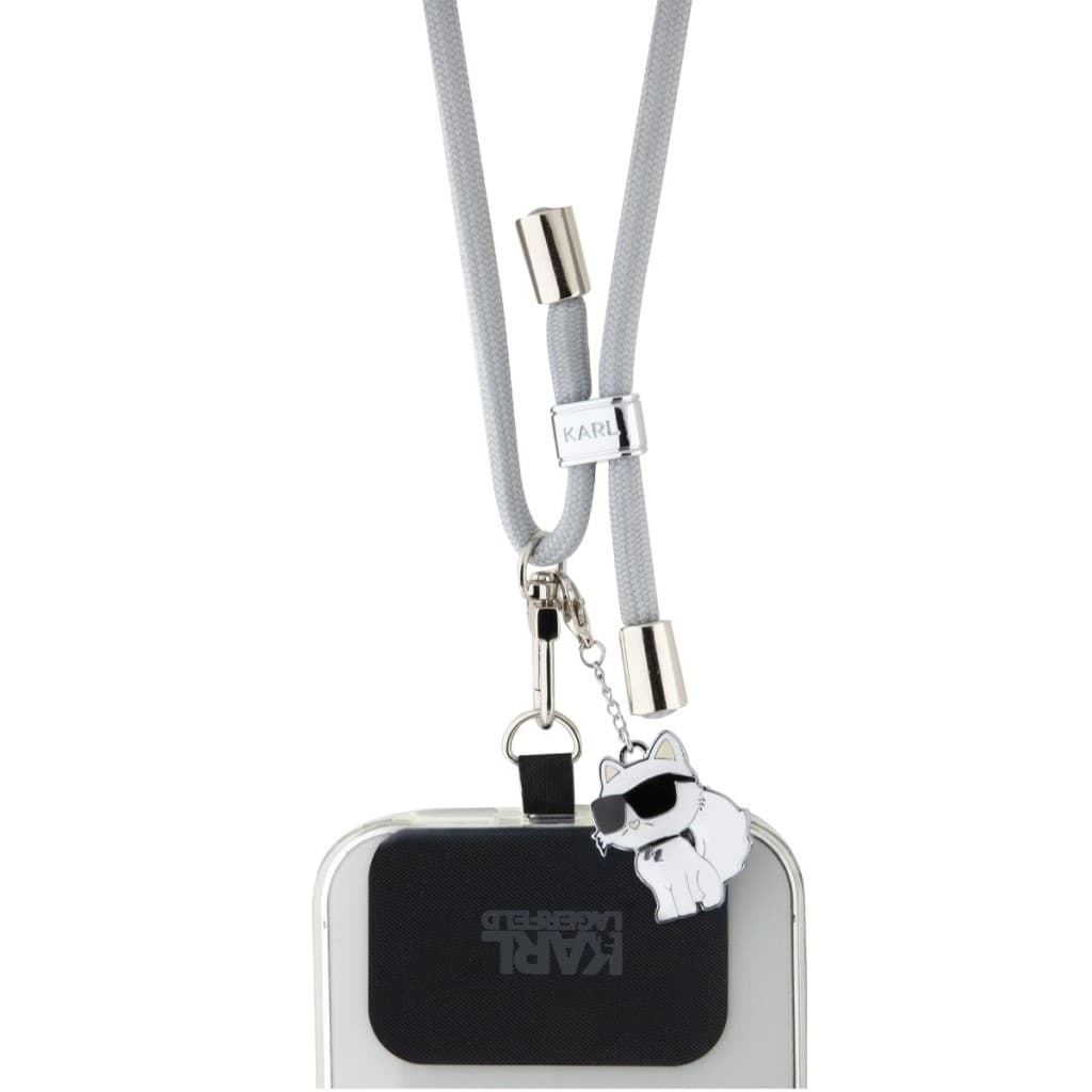 Šňůrka Karl Lagerfeld Universal Crossbody Cord and Choupette Pins Grey - náhled 2