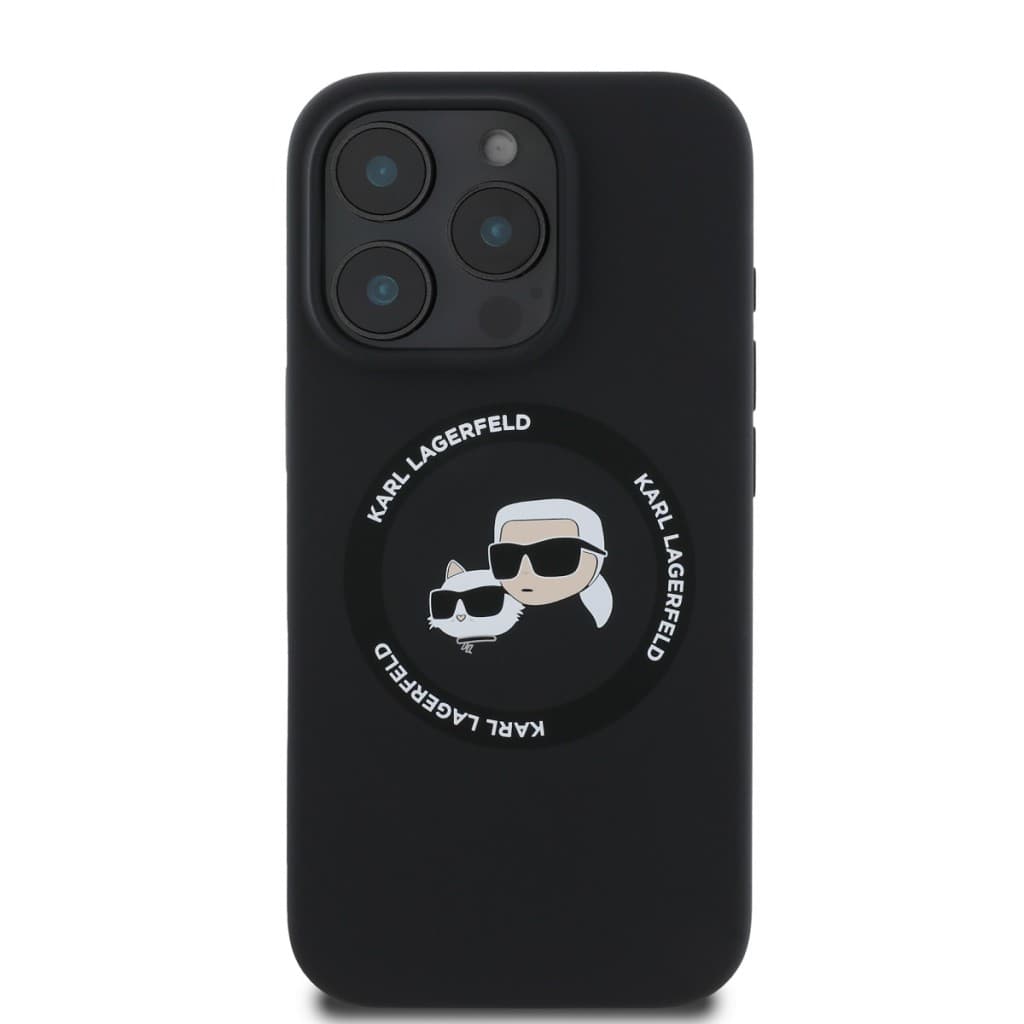 Zadní kryt Karl Lagerfeld Liquid Silicone K&amp;CH Heads MagSafe pro iPhone 16 Pro Max Black - náhled 2