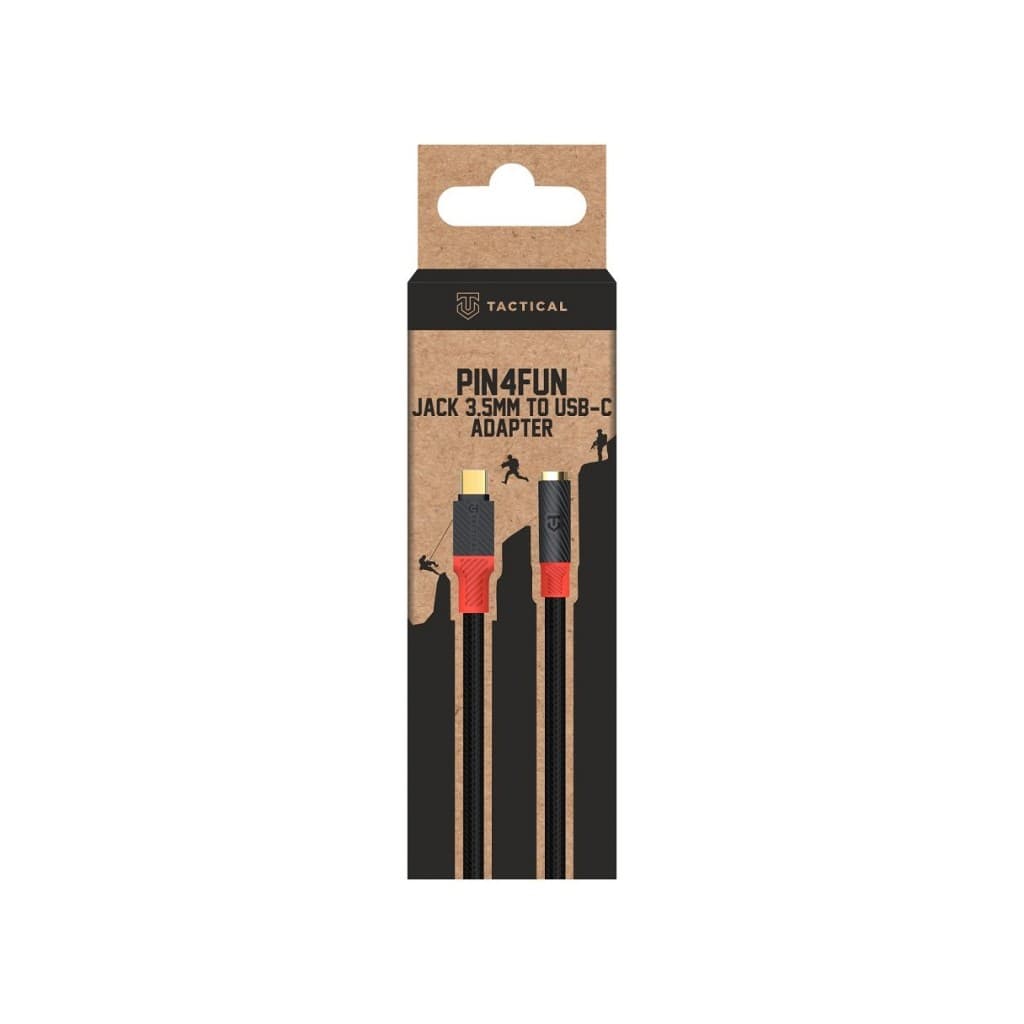 Adaptér Tactical Pin4Fun USB-C-3,5mm jack 0,1m Black-Red - náhled 2
