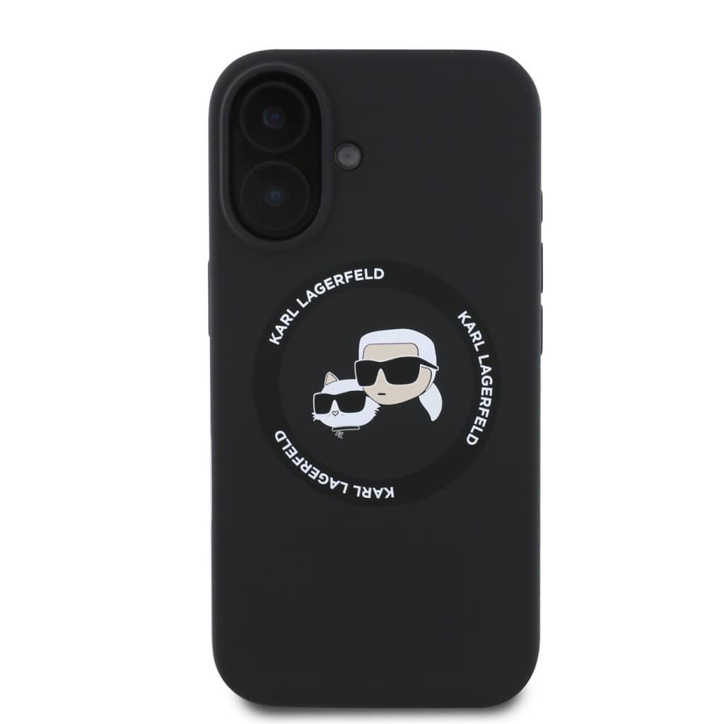 Zadní kryt Karl Lagerfeld Liquid Silicone K&amp;CH Heads MagSafe pro iPhone 16 Black - náhled 2