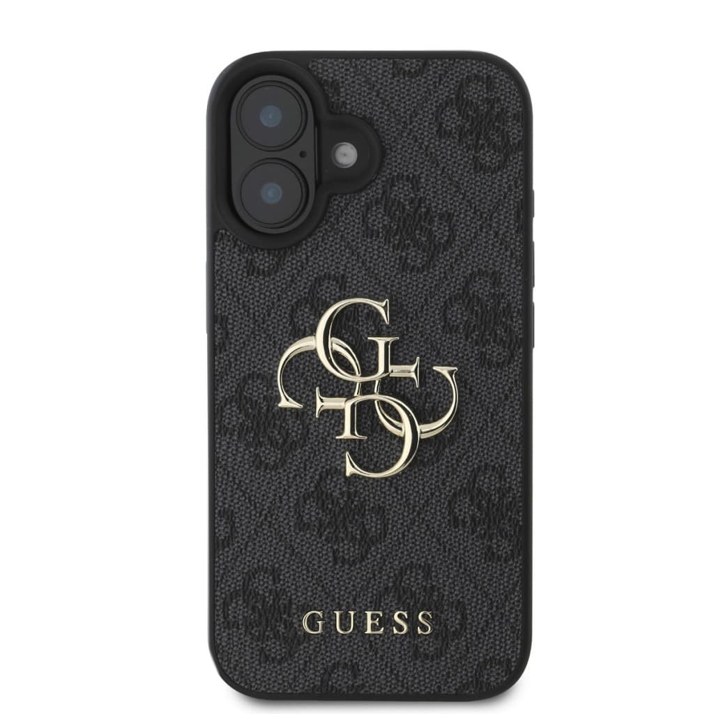 Originální zadní kryt Guess PU 4G Metal Logo pro iPhone 16 Grey - náhled 2