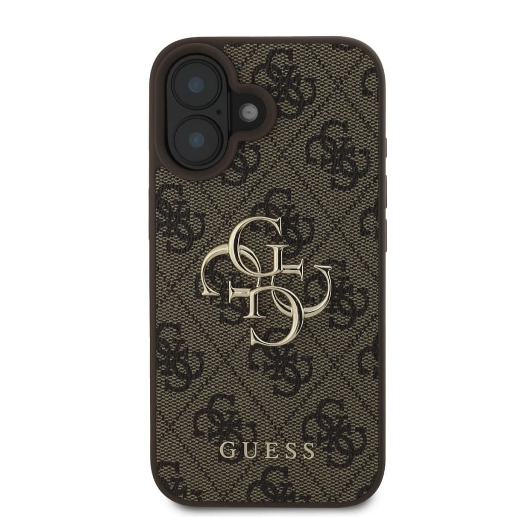 Originální zadní kryt Guess PU 4G Metal Logo pro iPhone 16 Brown - náhled 2