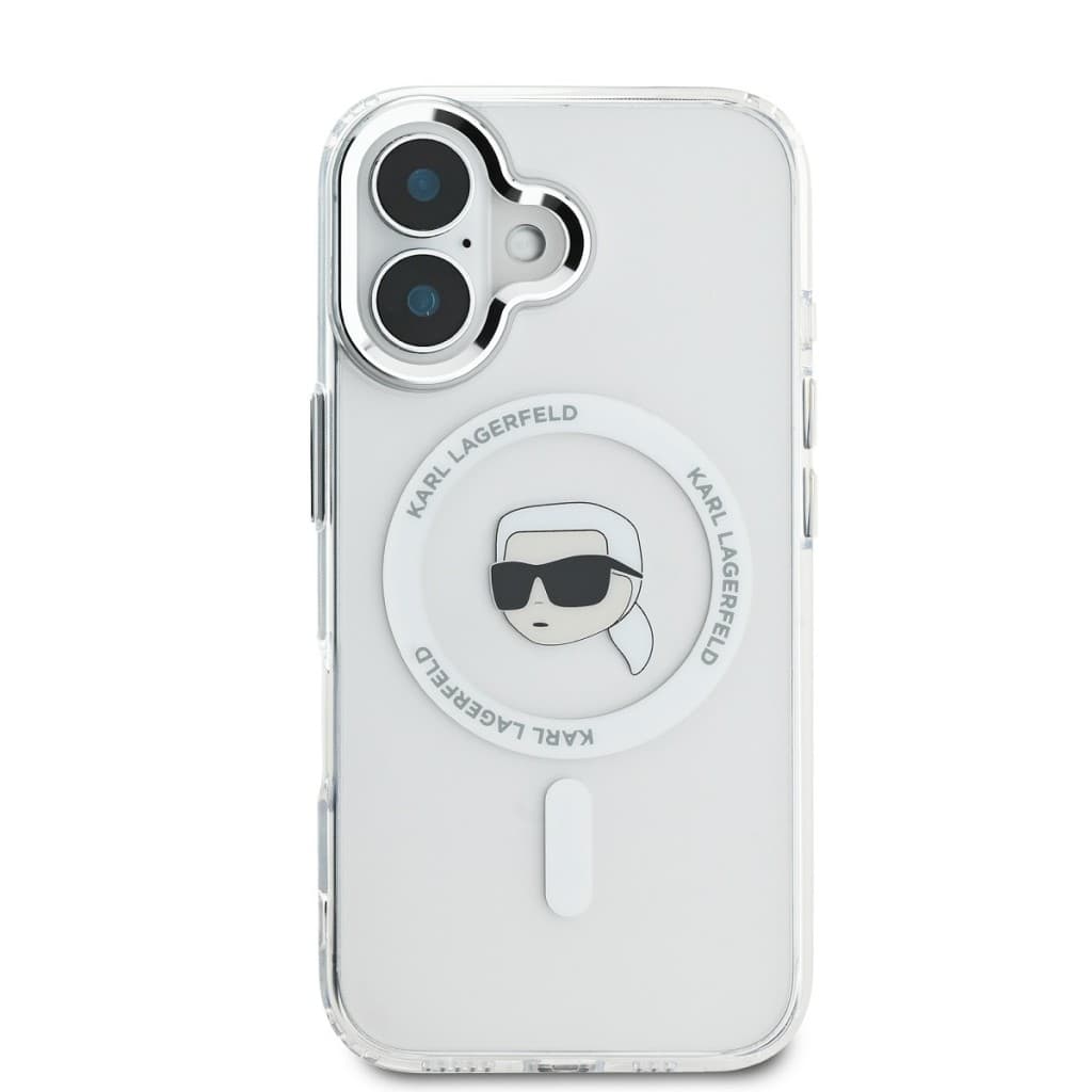 Zadní kryt Karl Lagerfeld IML Karl Head Metal Frame MagSafe pro iPhone 16 Transparent - náhled 2