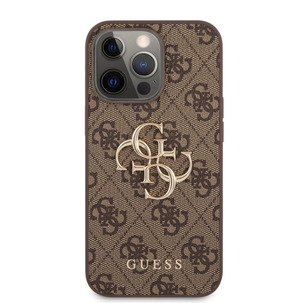 Guess PU 4G Metal Logo Zadní Kryt pro iPhone 13 Pro Max Brown - náhled 2