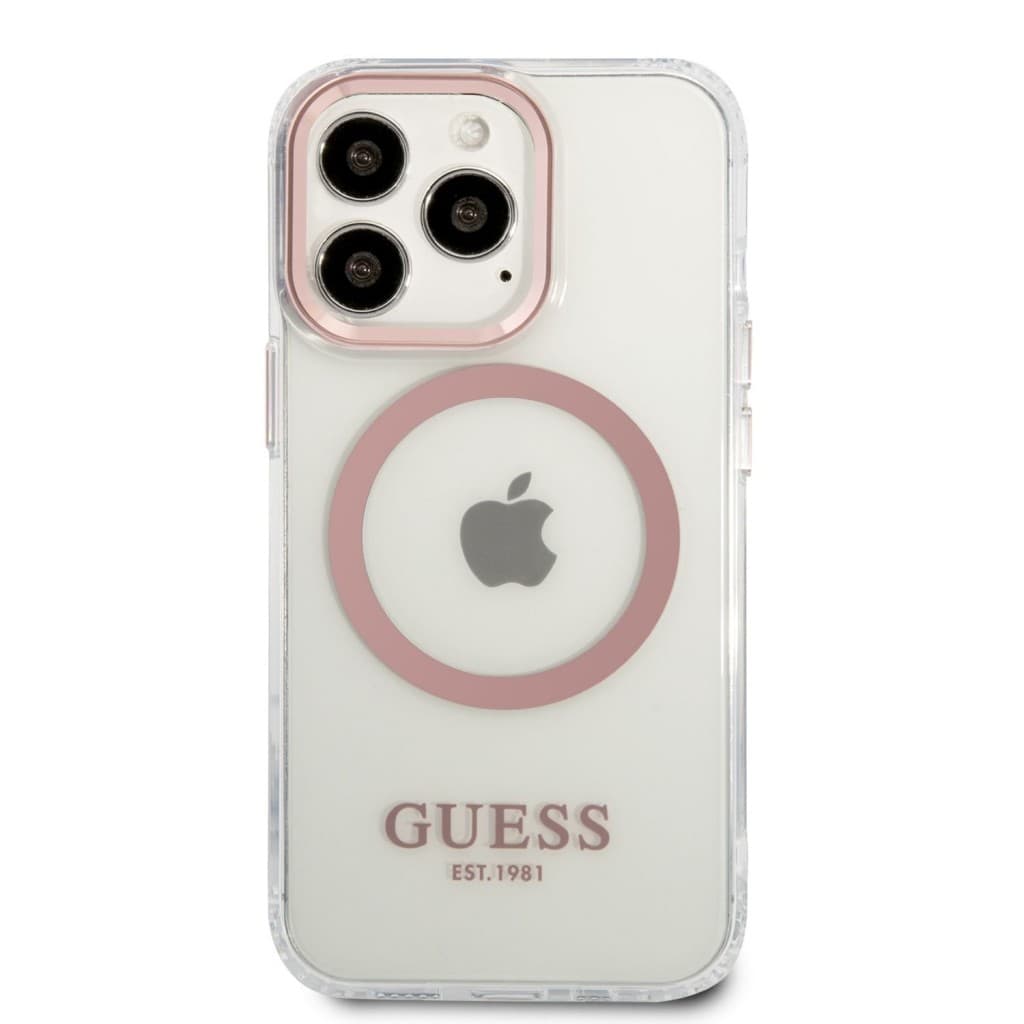 Guess Transparent MagSafe Kompatibilní Zadní Kryt pro iPhone 13 Pro Max Pink - náhled 2