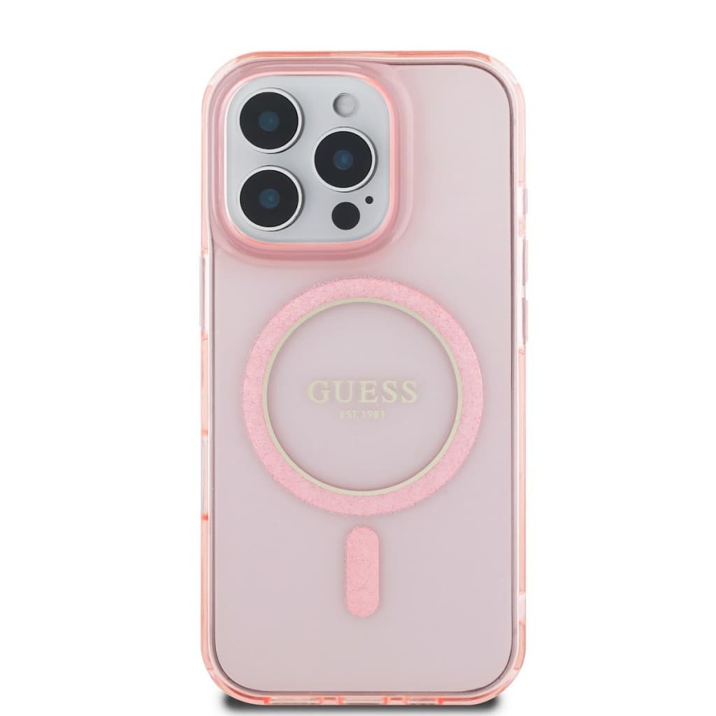 Zadní kryt Guess IML Glitter Ring MagSafe pro iPhone 16 Pro Pink - náhled 2