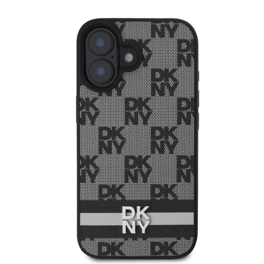 Zadní kryt DKNY PU Leather Checkered Pattern and Stripe pro iPhone 16 Black - náhled 2