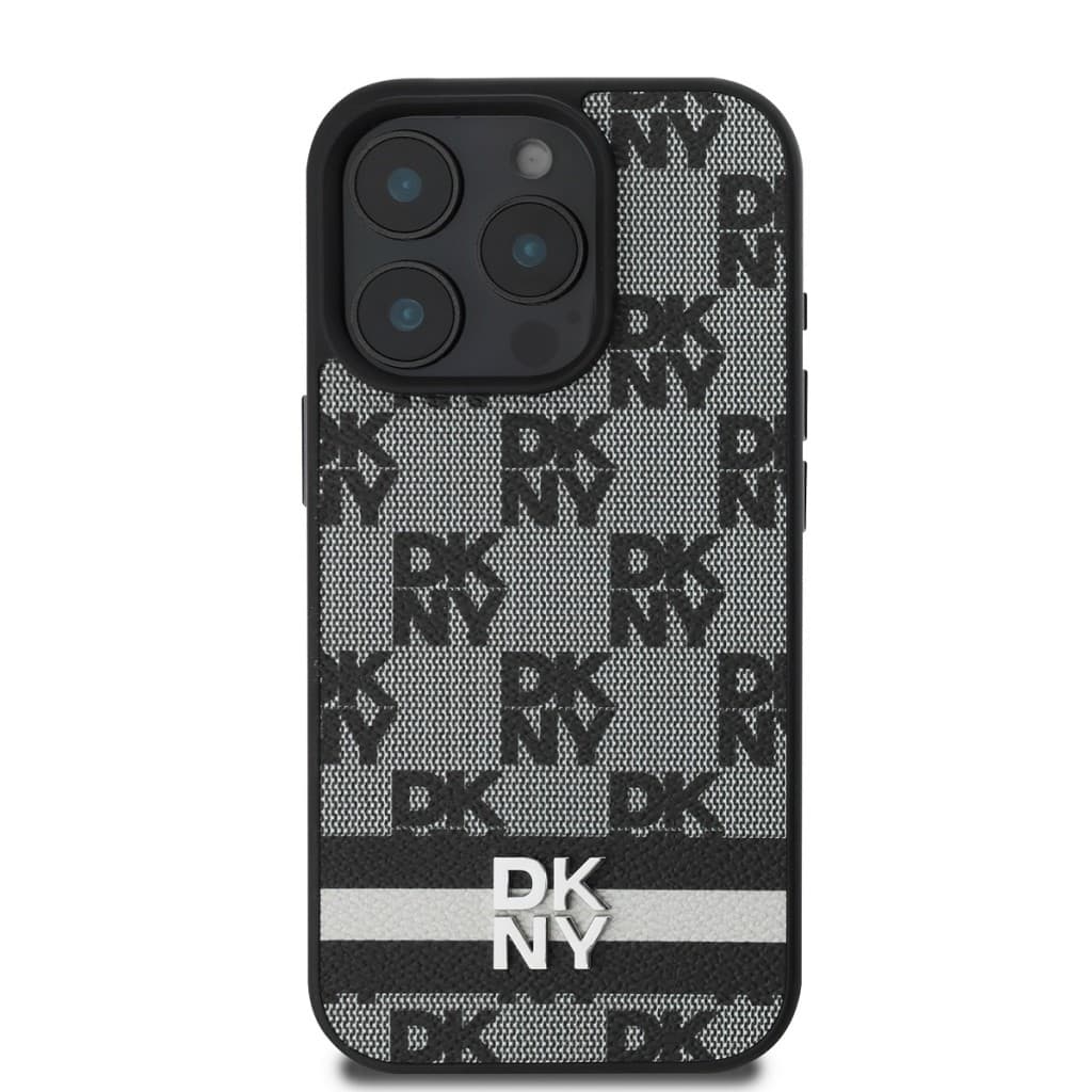 Zadní kryt DKNY PU Leather Checkered Pattern and Stripe pro iPhone 16 Pro Black - náhled 2