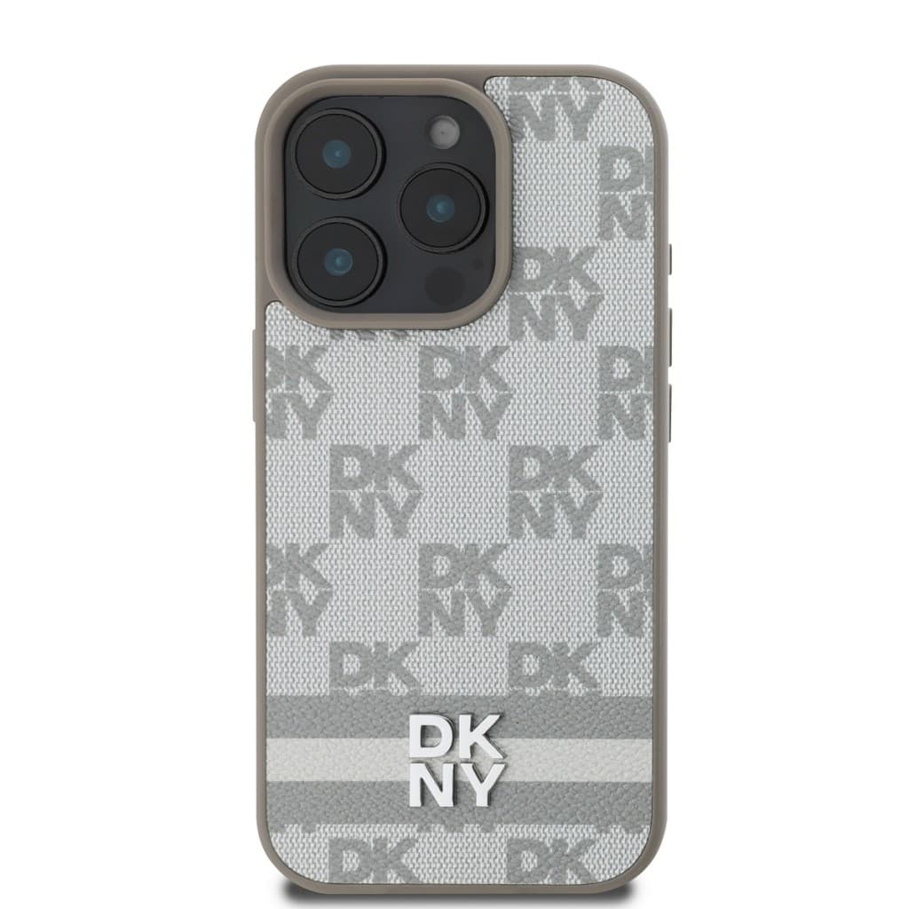 Zadní kryt DKNY PU Leather Checkered Pattern and Stripe pro iPhone 16 Pro Max Beige - náhled 2