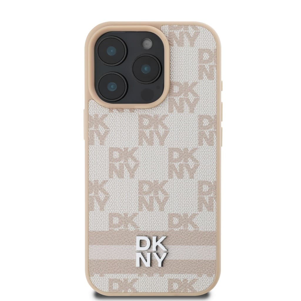 Zadní kryt DKNY PU Leather Checkered Pattern and Stripe pro iPhone 16 Pro Pink - náhled 2