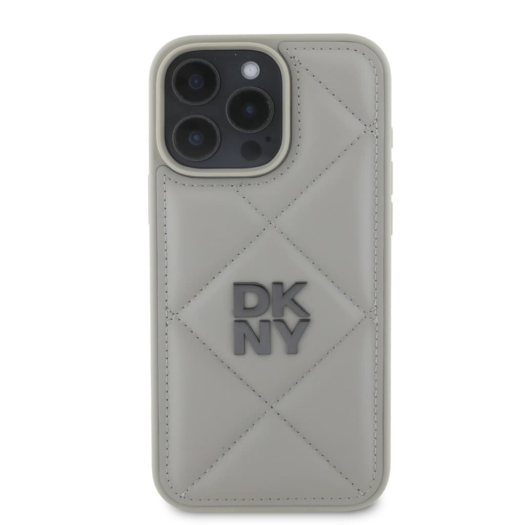 Zadní kryt DKNY PU Leather Quilted Stack Logo pro iPhone 16 Pro Grey - náhled 2