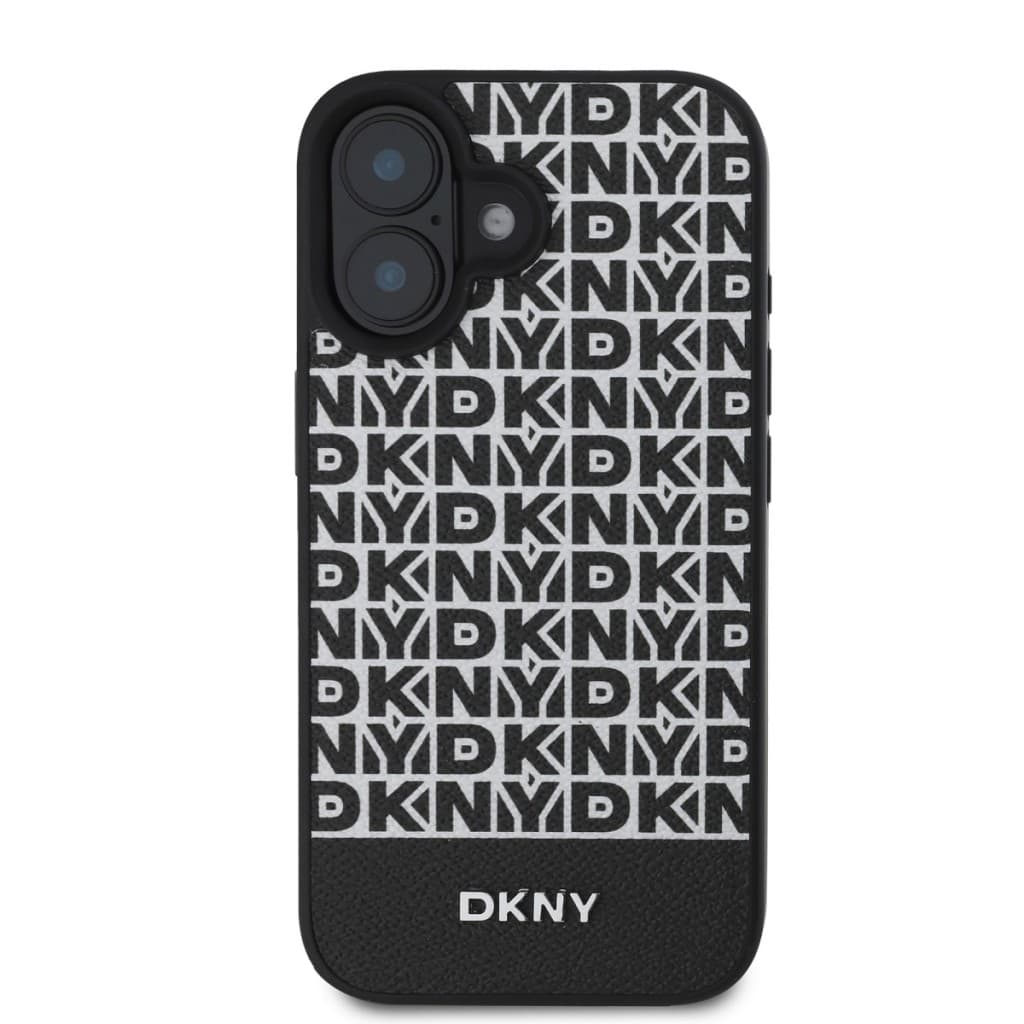 Zadní kryt DKNY PU Leather Repeat Pattern Bottom Stripe MagSafe pro iPhone 16 Plus Black - náhled 2