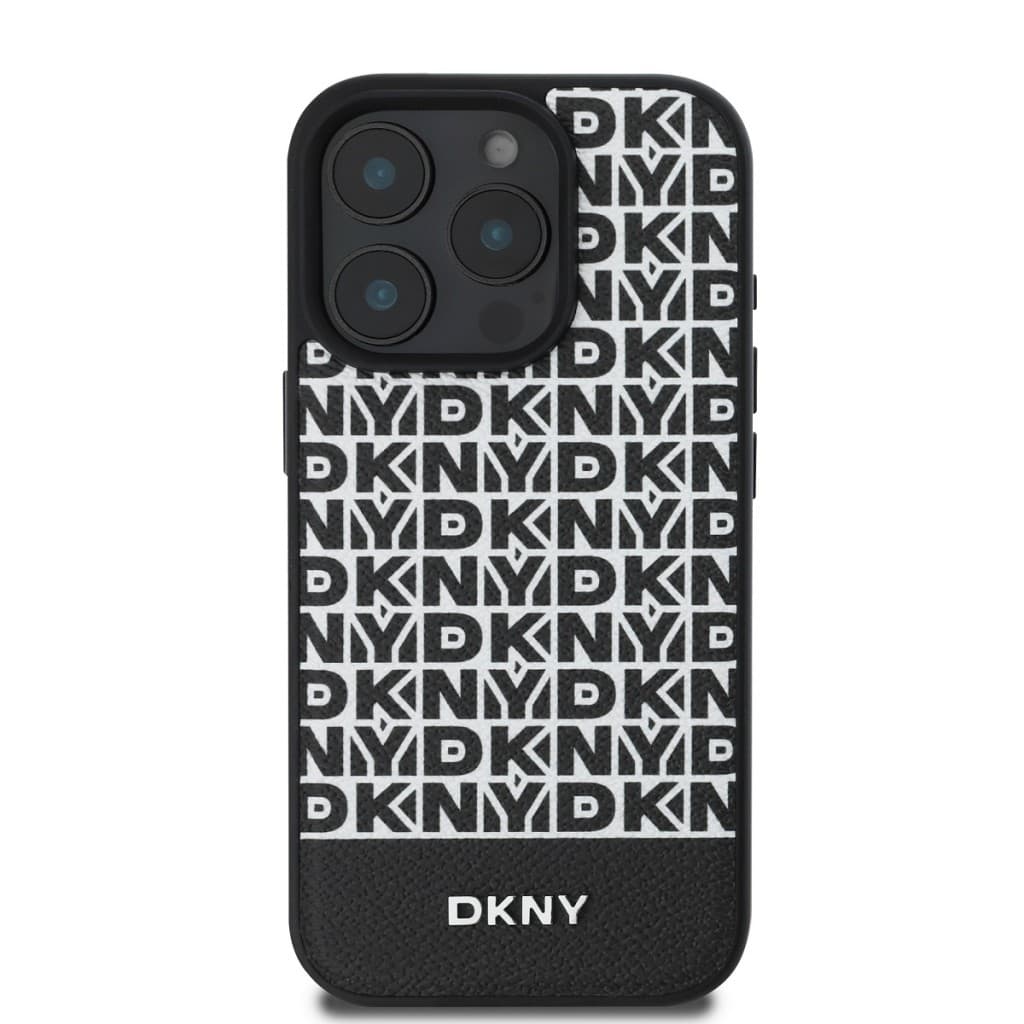Zadní kryt DKNY PU Leather Repeat Pattern Bottom Stripe MagSafe pro iPhone 16 Pro Black - náhled 2