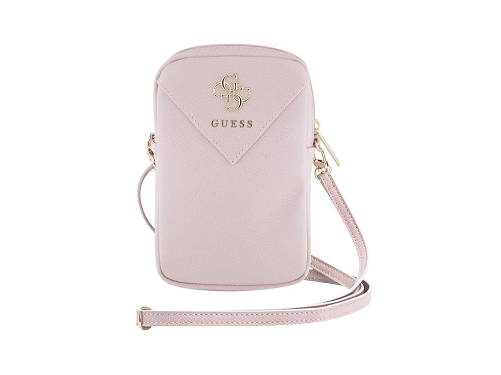 Kabelka na mobil Guess PU Grained 4G Metal Logo se Zipem růžová - náhled 2