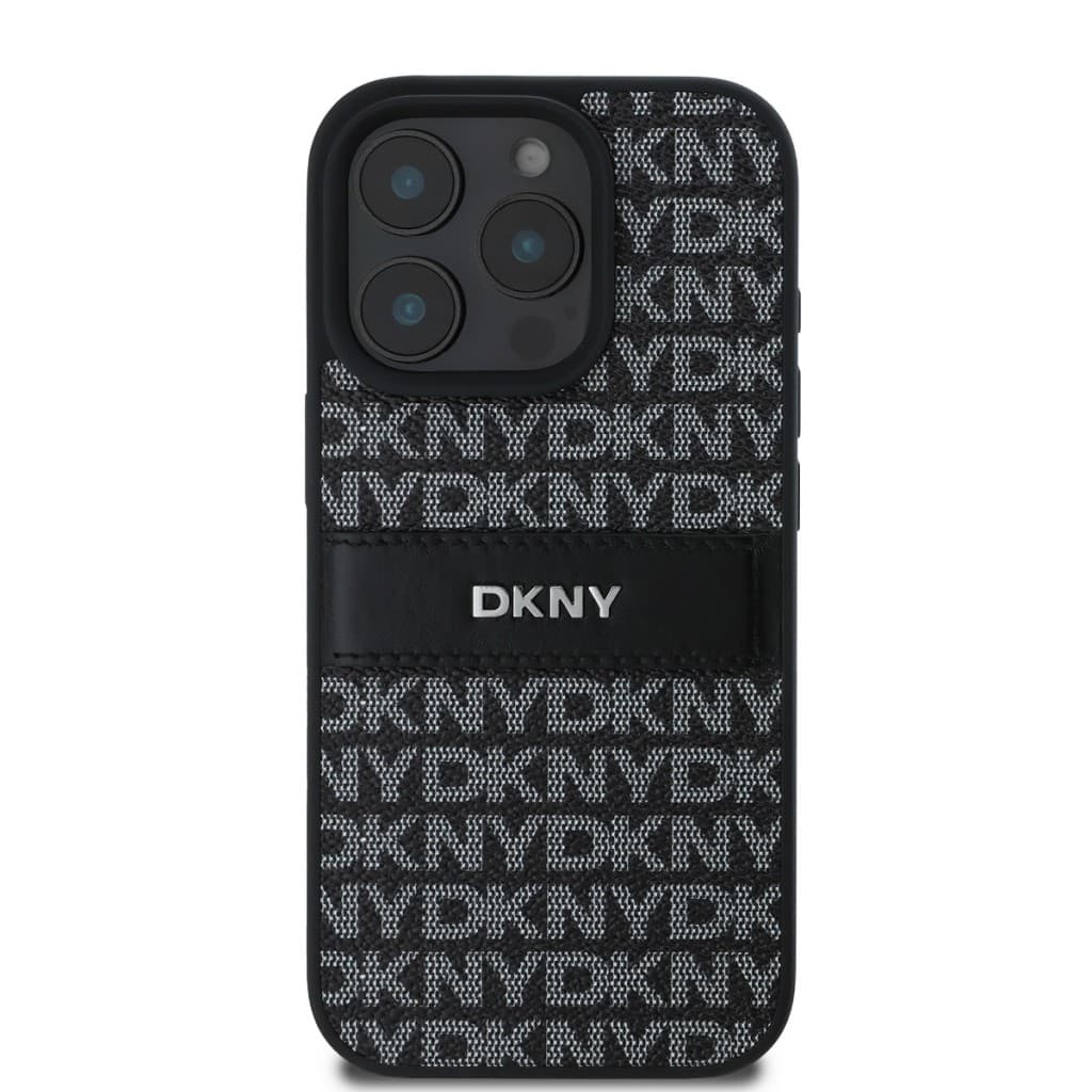 Zadní kryt DKNY PU Leather Repeat Pattern Tonal Stripe pro iPhone 16 Pro Max Black - náhled 2