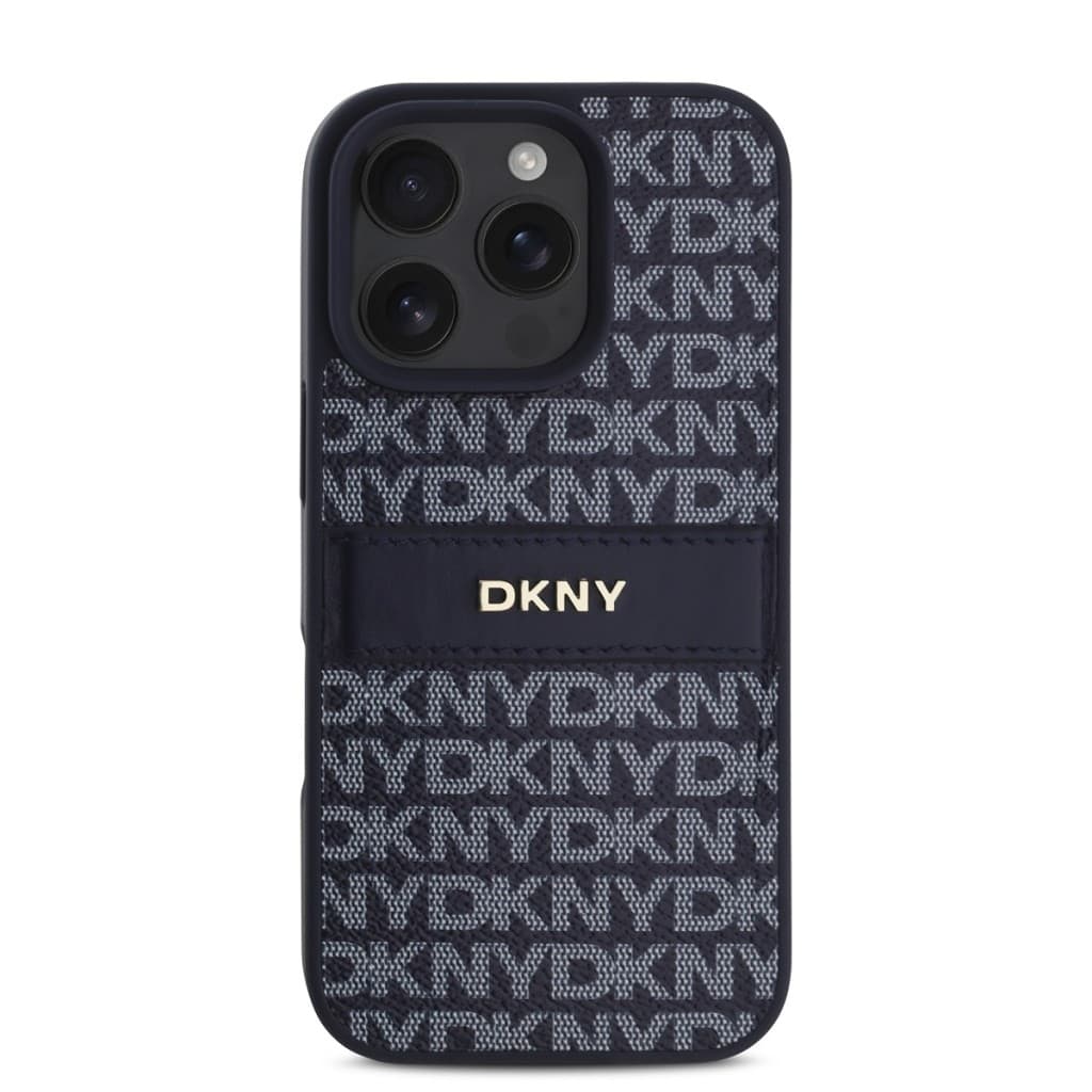 Zadní kryt DKNY PU Leather Repeat Pattern Tonal Stripe pro iPhone 16 Pro Max Blue - náhled 2