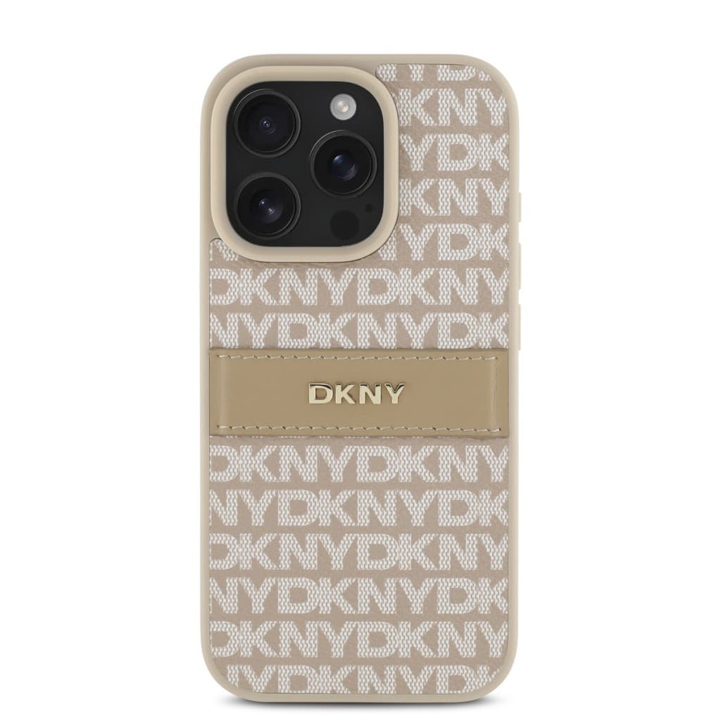 Zadní kryt DKNY PU Leather Repeat Pattern Tonal Stripe pro iPhone 16 Pro Max Pink - náhled 2