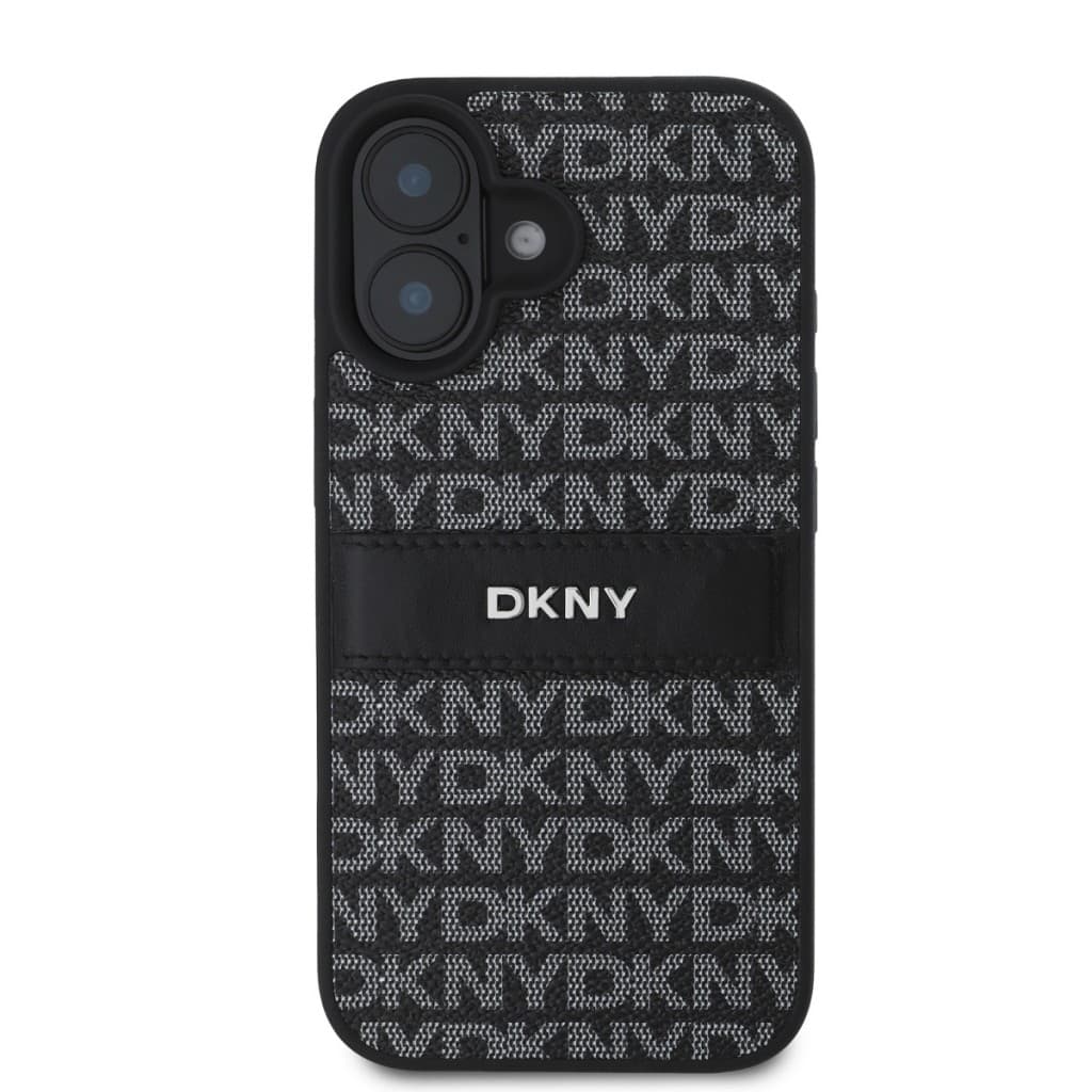 Zadní kryt DKNY PU Leather Repeat Pattern Tonal Stripe pro iPhone 16 Plus Black - náhled 2