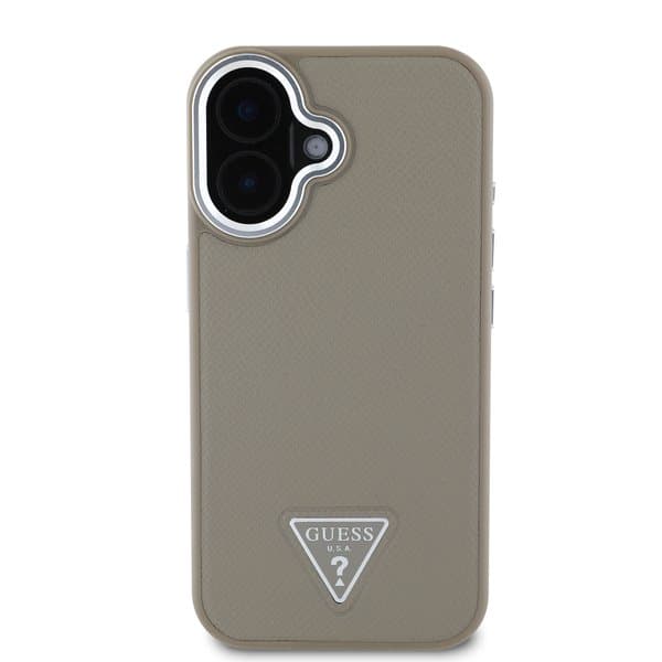 Zadní kryt Guess PU Grained Triangle Logo pro iPhone 16 Brown - náhled 2