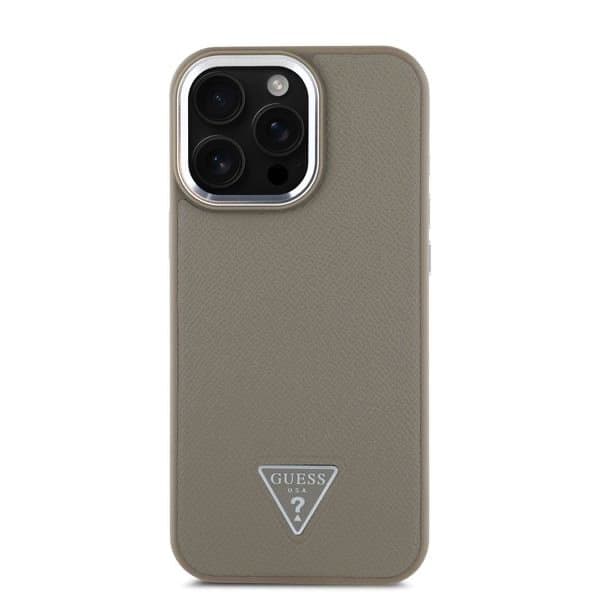 Zadní kryt Guess PU Grained Triangle Logo pro iPhone 16 Pro Max Brown - náhled 2
