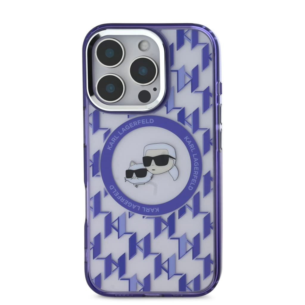 Zadní kryt Karl Lagerfeld IML Monogram K&amp;CH Heads MagSafe pro iPhone 16 Pro Purple - náhled 2