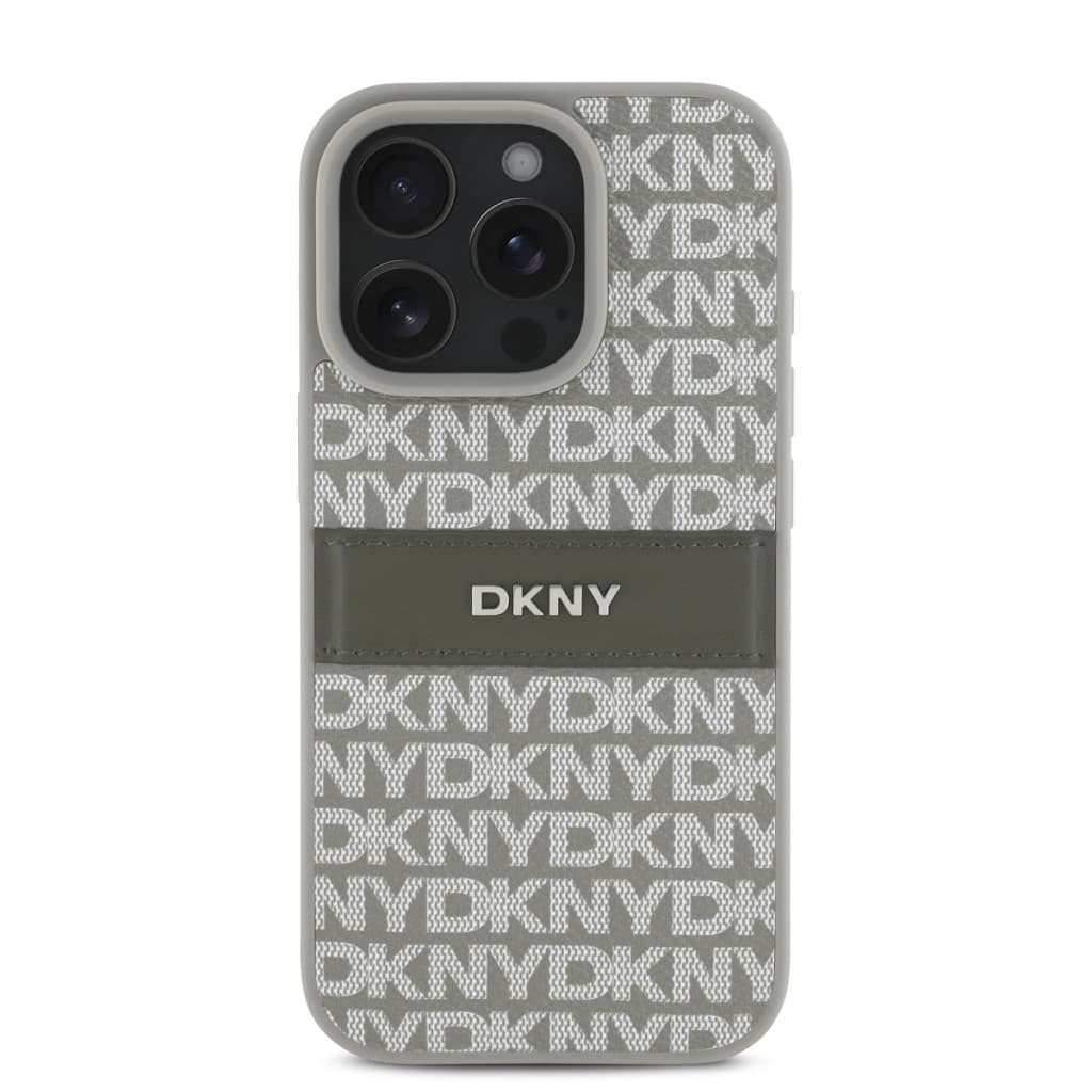 Zadní kryt DKNY PU Leather Repeat Pattern Tonal Stripe pro iPhone 16 Pro Beige - náhled 2