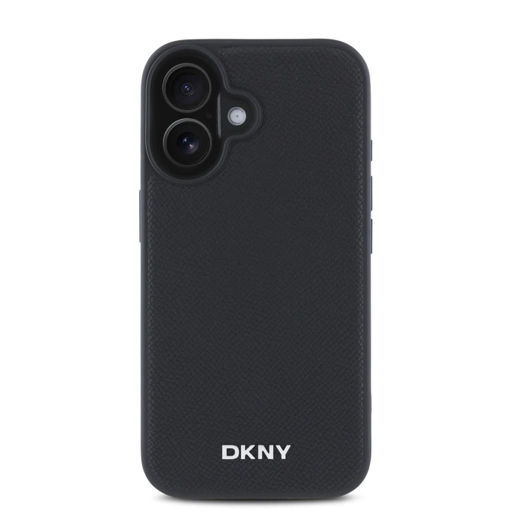 Zadní kryt DKNY PU Leather Silver Metal Logo Magsafe pro iPhone 16 Plus Black - náhled 2