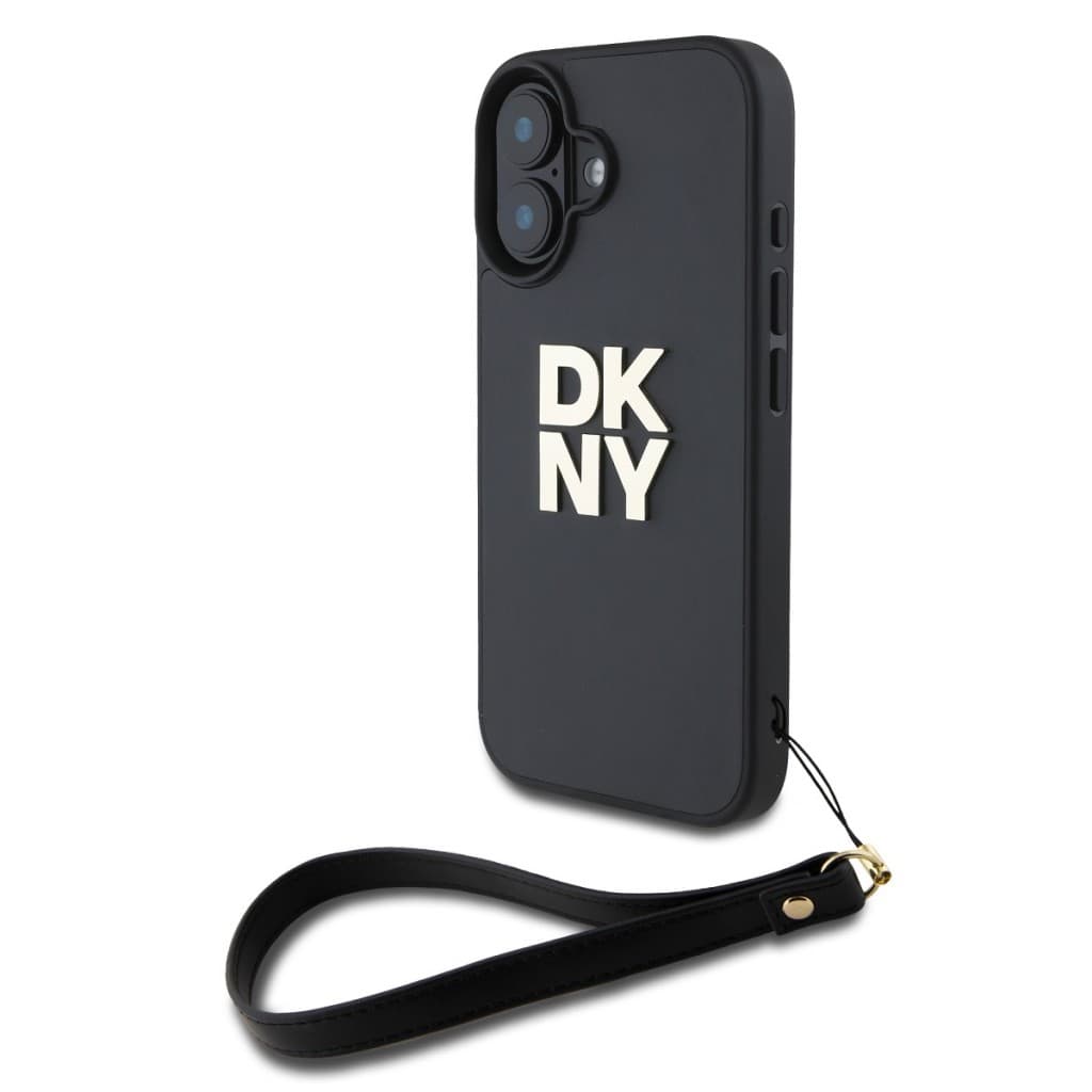 Zadní kryt DKNY PU Leather Stack Logo Wrist Strap pro iPhone 16 Black - náhled 2