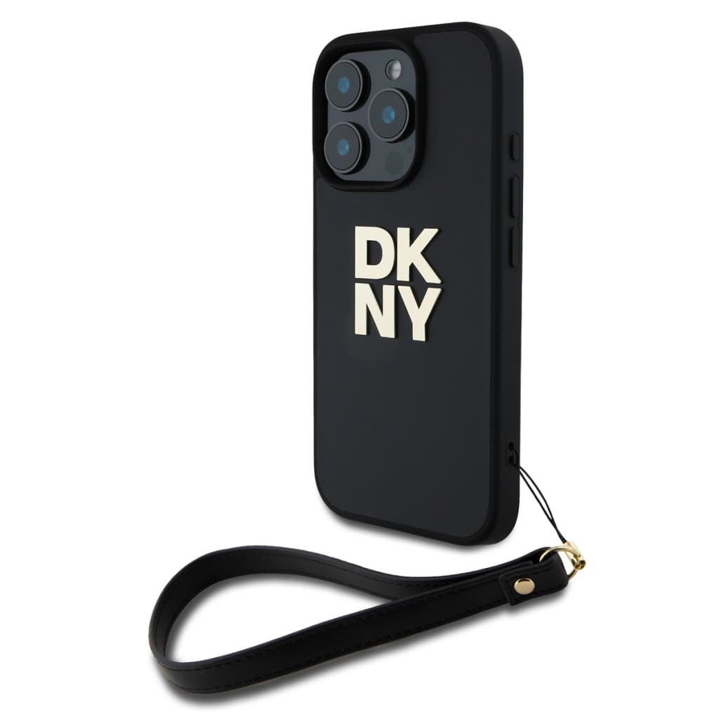 Zadní kryt DKNY PU Leather Stack Logo Wrist Strap pro iPhone 16 Pro Black - náhled 2