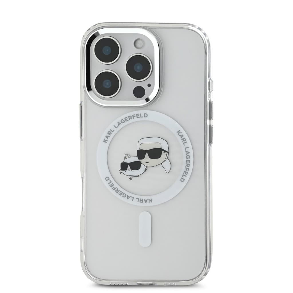 Zadní kryt Karl Lagerfeld IML K&amp;CH Heads Metal Frame MagSafe pro iPhone 16 Pro Max Transparent - náhled 2