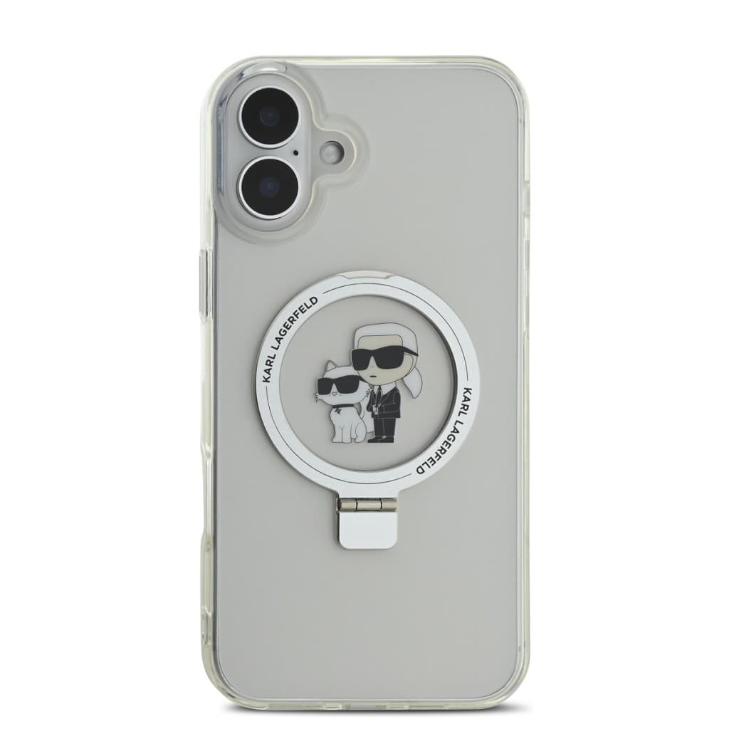 Zadní kryt Karl Lagerfeld Ringstand Karl and Choupette MagSafe pro iPhone 16 White - náhled 2