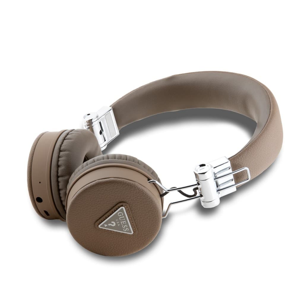 Bezdrátová sluchátka Guess PU Grained Triangle Logo ENC Brown - náhled 2