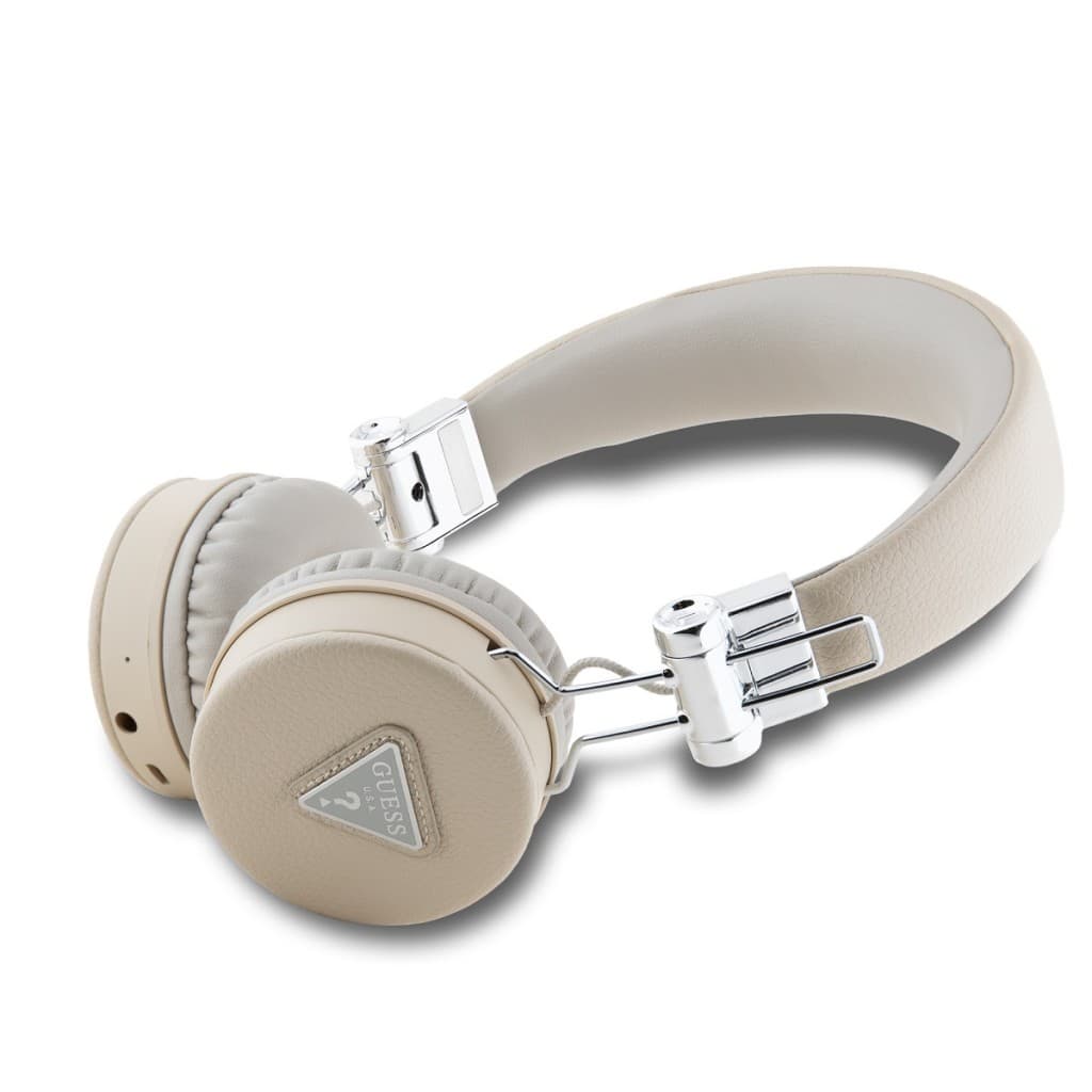 Bezdrátová sluchátka Guess PU Grained Triangle Logo ENC Beige - náhled 2