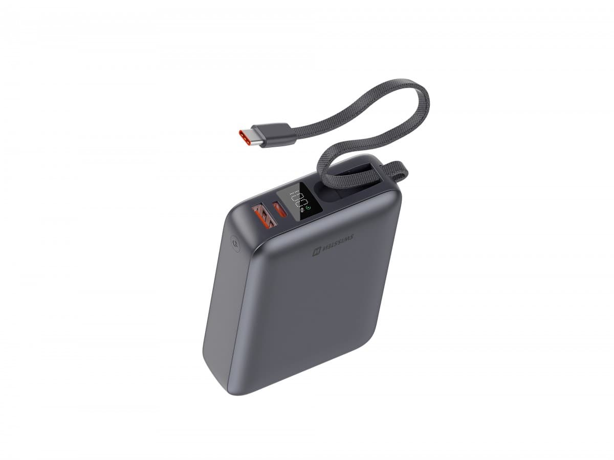 Powerbank Swissten 20000 mAh 45W s integrovaným kabelem USB-C vesmírně stříbrná - náhled 2