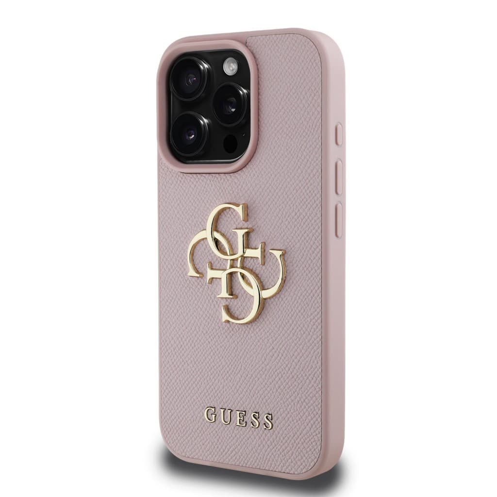 Zadní kryt Guess PU Grained 4G Metal Logo  pro iPhone 15 Pro Max Pink - náhled 2