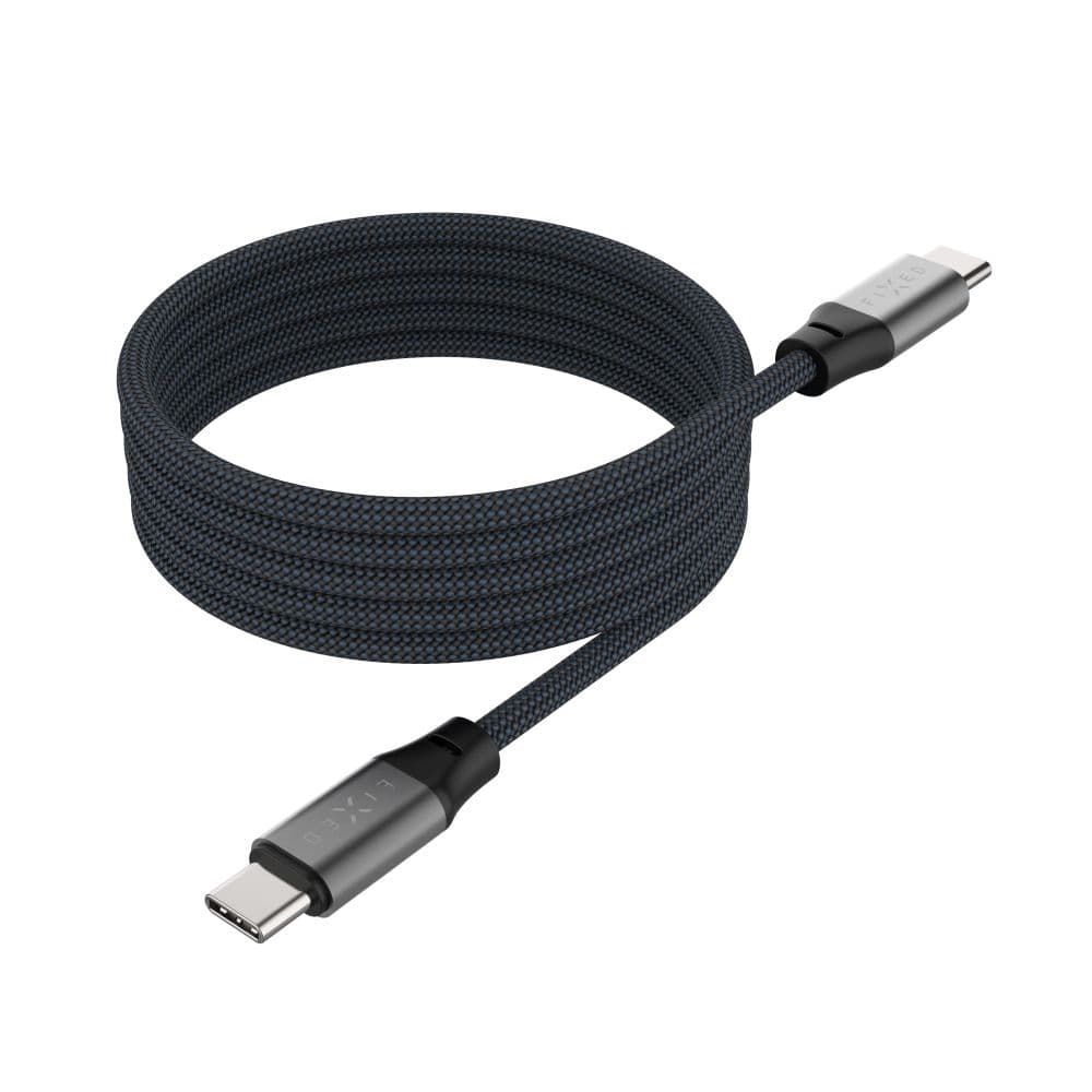 Magnetický nabíjecí a datový opletený kabel FIXED s konektory USB-C-USB-C a podporou PD, 1.2m, USB 2.0, 240W, šedý - náhled 2