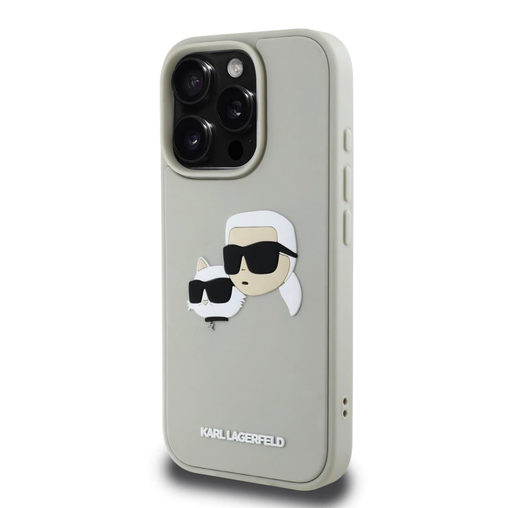 Zadní kryt Karl Lagerfeld 3D Rubber Double Heads pro iPhone 16 Pro Max Beige - náhled 2