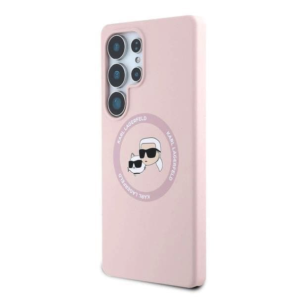 Zadní kryt Karl Lagerfeld Liquid Silicone K&amp;CH Heads MagSafe pro Samsung Galaxy S25 Ultra Pink - náhled 2